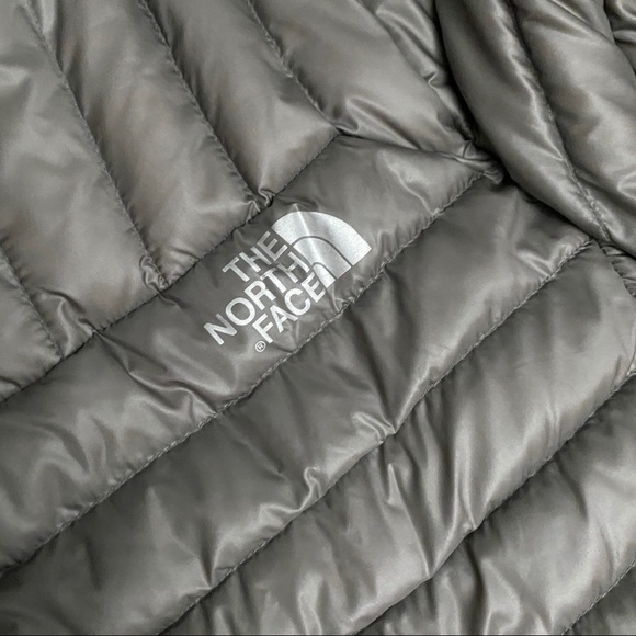 North Face Puffer Hooded Jacket Grey Blue - Picture 6 of 7